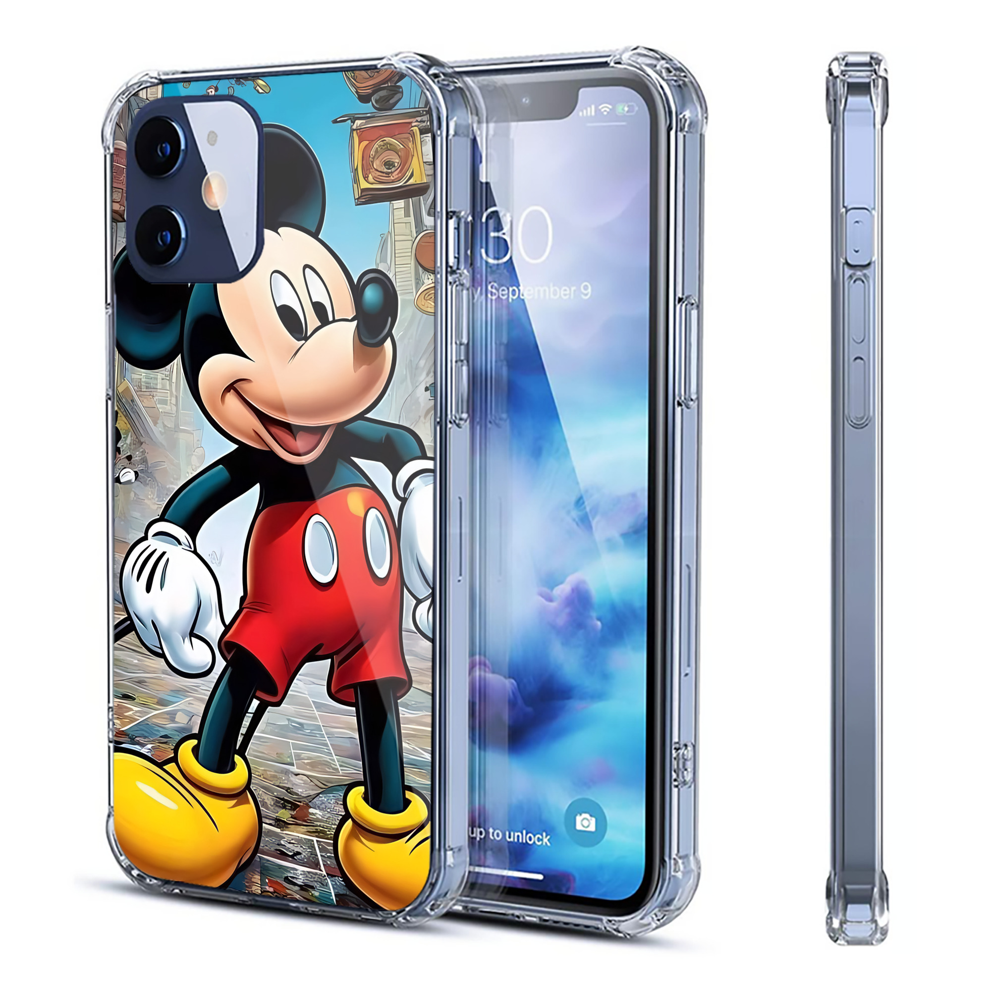 （画像用） ミッキーマウス Mickey Mouse 【iPhone 12シリーズ対応】透明スマホケース（クリアソフトケース）